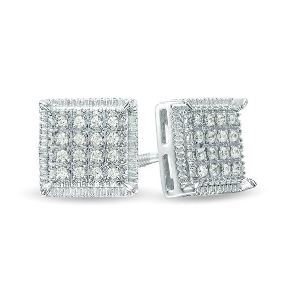 BRAND NEW SILVER DIAMOND EARRINGS‼️ - Picture 1 of 13